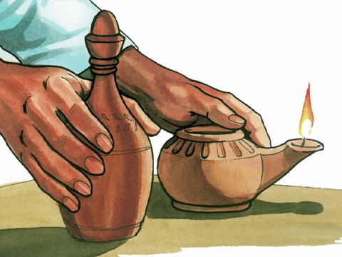 „Głupie wzięły lampy, ale nie zabrały ze sobą zapasowej oliwy. Mądre zaś zabrały lampy i zapasową oliwę w naczyniach”. – Slajd 4
