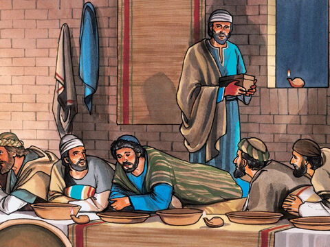 Nikt z obecnych przy stole nie rozumiał jednak, dlaczego mu tak powiedział. A ponieważ Judasz miał sakiewkę z pieniędzmi, niektórzy myśleli, że Jezus polecił mu, aby zakupił coś potrzebnego na święto lub dał coś ubogim. – Slajd 7