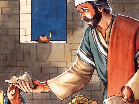 Podczas kolacji Jezus wziął do ręki chleb, podziękował za niego Bogu, łamał i ... – Slajd 13