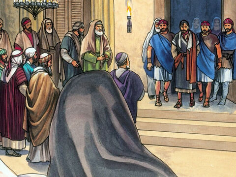 Ci, którzy aresztowali Jezusa, zaprowadzili Go do Najwyższego Kapłana, Kajfasza... – Slajd 1