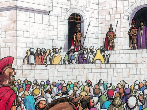 Arcykapłani zaś podburzyli tłum, żeby domagał się wypuszczenia Barabasza, a dla Jezusa śmierci. – Slajd 7