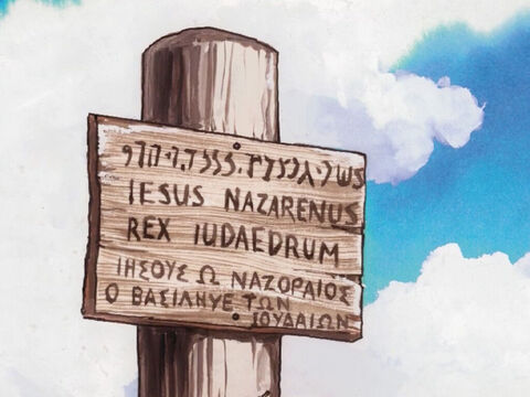 A Piłat kazał przygotować i umieścić na krzyżu napis: „Jezus z Nazaretu, król Żydów”. – Slajd 9
