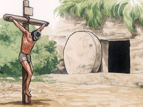 Potem powiedział: „Jest przecież napisane, że Mesjasz będzie cierpiał, ale trzeciego dnia zmartwychwstanie...” – Slajd 2