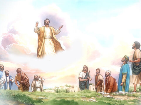 „Galilejczycy, dlaczego stoicie i wpatrujecie się w niebo? Ten Jezus, który został wzięty od was do nieba, przyjdzie w taki sposób, w jaki zobaczyliście Go wstępującego do nieba”. – Slajd 10