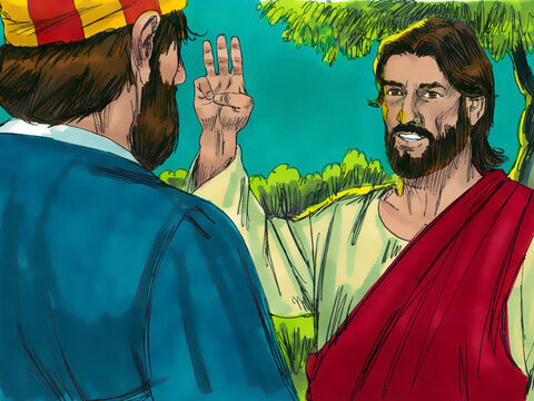 Jezus odpowiedział mu: „Jeszcze tej nocy, zanim o świcie kogut zapieje drugi raz, trzy razy zaprzeczysz, że mnie znasz”.<br/> – Slajd 3