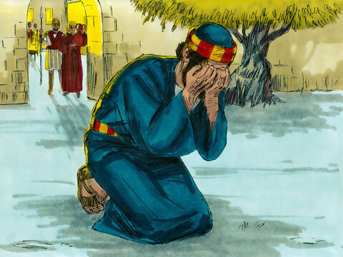 Wtedy Piotr wyszedł na zewnątrz i gorzko zapłakał. – Slajd 24