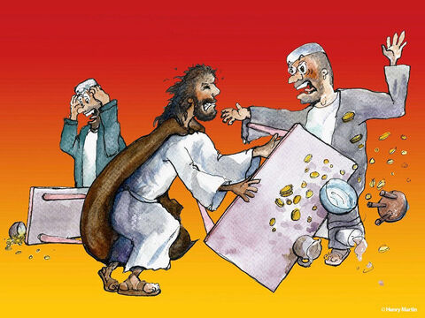 Przewrócił stoły handlarzy i wypędził ich ze świątyni! – Slajd 5