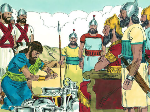 Król asyryjski Sennacheryb odebrał kosztowności, ale nie opuścił Judy. – Slajd 12