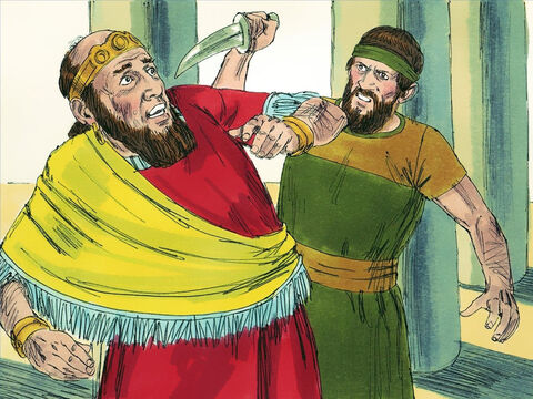 Na przykład król Menachem został królem Izraela, zabijając króla Szalluma, który z kolei uśmiercił poprzedniego króla. Menachem rządził przez dziesięć lat, ale nie zrobił nic, żeby przekonać ludzi do posłuszeństwa Bogu. – Slajd 3