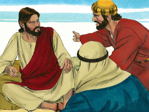 Jakub i Jan zwrócili się do Jezusa: „Nauczycielu! Chcielibyśmy, abyś spełnił pewną naszą prośbę”. <br/>„Co mam dla was uczynić?” – zapytał Jezus. – Slajd 4