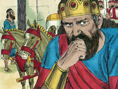 Bitwa była przegrana, ale król Jechoszafat wrócił bezpiecznie do swojego pałacu w Jerozolimie. – Slajd 24
