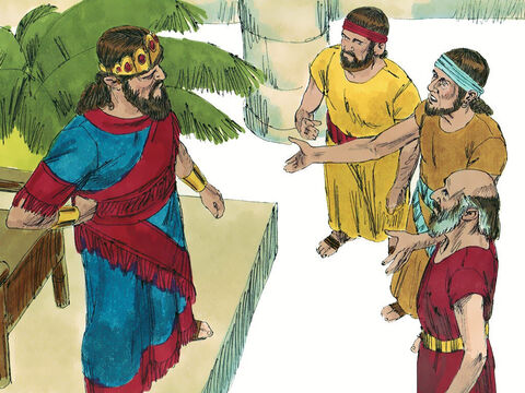 Posłańcy ostrzegli króla Jehoszafata, że wielka nieprzyjacielska armia zbliża się do Judei od strony Morza Martwego. – Slajd 1