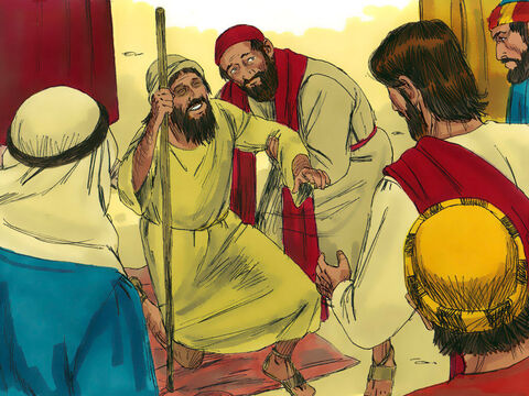 Wtedy Jezus zatrzymał się i kazał przyprowadzić tego człowieka. A gdy się zbliżył, zapytał go: „Co chcesz, abym ci uczynił?”. – Slajd 5