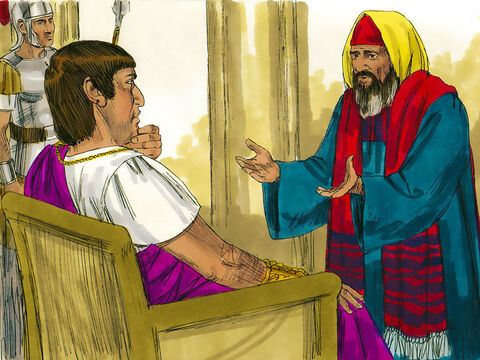 Potem pewien dobry i szanowany członek Najwyższej Rady, Józef z Arymatei, poprosił Piłata, aby mógł pochować Jego ciało. I namiestnik zgodził się na to. – Slajd 12