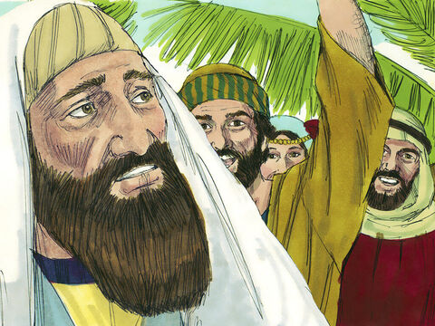 Lecz niektórzy faryzeusze, znajdujący się w tłumie, mówili Jezusowi: „Nauczycielu, ucisz swoich uczniów!”.<br/> – Slajd 10