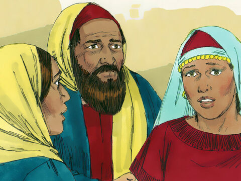 Łazarz mieszkał w Betanii ze swoimi dwiema siostrami, Marią i Martą. – Slajd 1