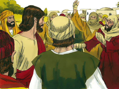 Gdy wchodzili do pewnej wioski, wyszło im naprzeciw dziesięciu trędowatych mężczyzn, którzy stanęli z daleka I głośno zawołali: „Jezusie, Mistrzu! Zmiłuj się nad nami!”. – Slajd 2