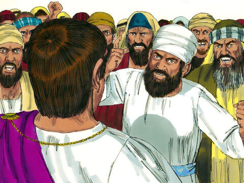 Arcykapłani i przywódcy oskarżali Jezusa o to, że podaje się za króla Żydów i podburza naród do buntu. Jezus nie odpowiedział na te zarzuty i to bardzo zdziwiło Piłata. – Slajd 3