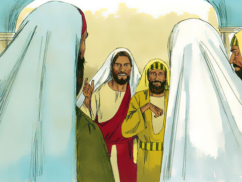 Jezus znał ich myśli, powiedział jednak do tego człowieka: „Podnieś się i stań na środku”. On podniósł się i stanął. – Slajd 6