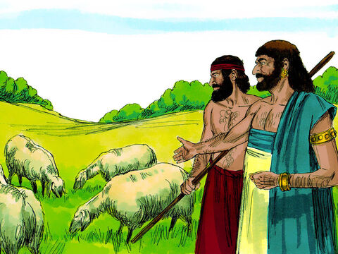 Księga Hioba rozdział 1: Hiob był bogatym mężczyzną. Mieszkał w kraju Uz. Posiadał  7 tysięcy owiec, 3 tysiące wielbłądów, 500 par wołów i 500 oślic. Pracowało dla niego wielu służących i był uważany za najbogatszego człowieka żyjącego na Wschodzie. – Slajd 1
