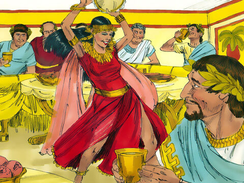 Przed gośćmi wystąpiła córka Herodiady, Salome, i swym tańcem wzbudziła ogólny zachwyt. – Slajd 6