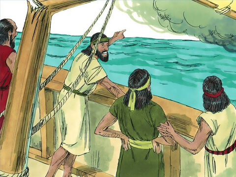 Po wyrzuceniu Jonasza za burtę, morze natychmiast się uspokoiło. Mimo że prorok był nieposłuszny Bogu, Bóg dał mu jeszcze jedną szansę. Posłał wielką rybę, by połknęła Jonasza i w ten sposób go uratował. – Slajd 9