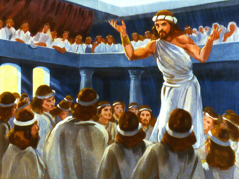 W Izraelu mieszkał prorok Boży, Jonasz, który przekazywał ludowi Bożą wolę. – Slajd 7