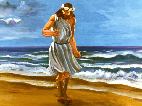 Jonasz postanowił zignorować Boga i skierował się w przeciwnym do Niniwy kierunku – na wybrzeże. – Slajd 10