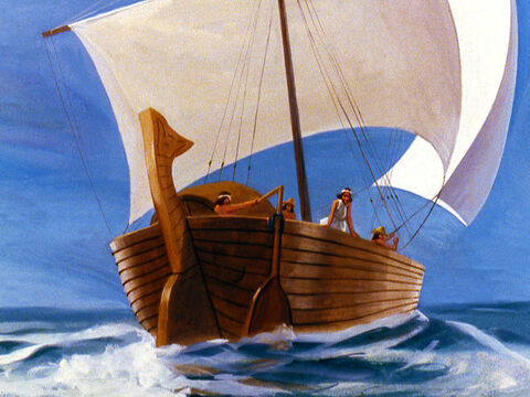 Wkrótce Jonasz znalazł się na morzu i mógł zapomnieć o tym, co nakazał mu Bóg. – Slajd 12