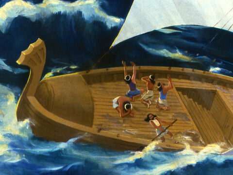 Marynarze upadli na kolana i wołali do swoich bogów, aby ich uratowali. – Slajd 16