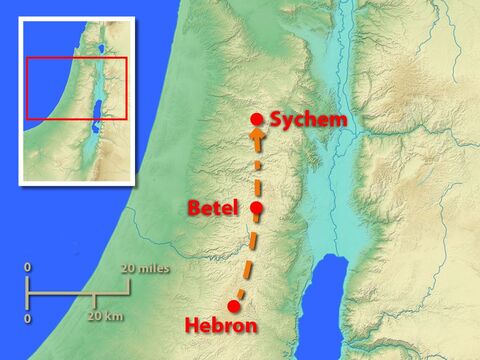 Józef wyruszył więc z Hebronu do Sychem, aby odszukać swoich braci. Kiedy tam jednak dotarł, nie znalazł ich. – Slajd 3