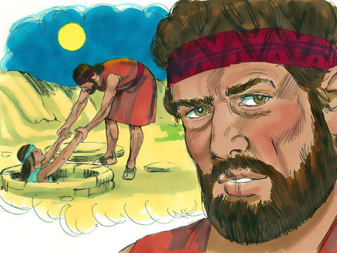 Ruben próbował w ten sposób uratować Józefa, a potem odprowadzić go do ojca. – Slajd 10