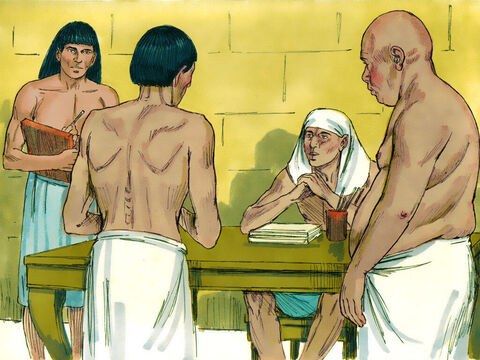 Mężczyźni zostali zaraz przyprowadzeni z więzienia i stawili się przed faraonem oraz uczestnikami przyjęcia. – Slajd 10