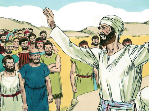 Pinechas odpowiedział: „Teraz jesteśmy pewni, że Pan jest pośród nas, bo rzeczywiście nie dopuściliście się żadnej niewierności względem Boga. W ten sposób uchroniliście Izraelitów przed karą Pana". – Slajd 16
