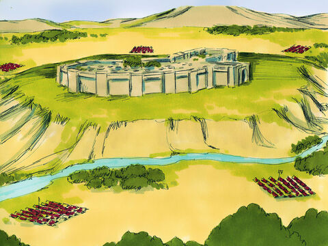 Izraelici byli teraz gotowi podjąć pierwsze wyzwanie w Ziemi Obiecanej. Przed nimi znajdowało dobrze obwarowane miasto Jerycho. – Slajd 9