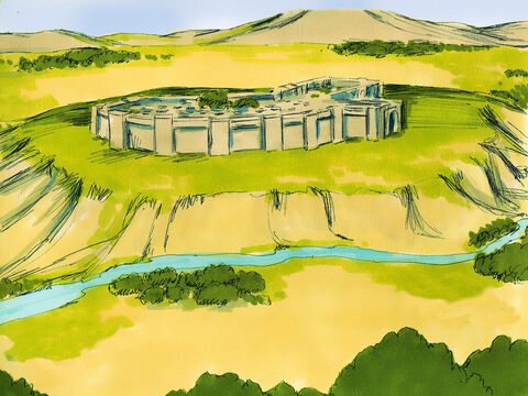 Naprzeciw nich, w odległości około 20 kilometrów, po drugiej stronie Jordanu znajdowało się miasto Jerycho, które miało mocne mury. – Slajd 6