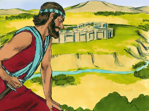 Jozue był gotowy, aby udać się do Ziemi Obiecanej. Jednak w jaki sposób tak duża grupa ludzi ma przekroczyć wody rzeki Jordan? – Slajd 20