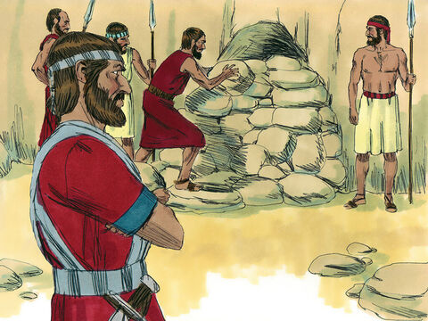 Następnie Jozue rozkazał: „Otwórzcie wejście do jaskini i przyprowadźcie do mnie tych królów”. – Slajd 12