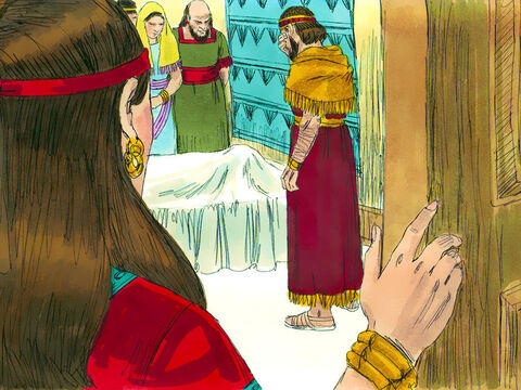 Jego słudzy wyciągnęli go z rydwanu, umieścili w innym rydwanie i zabrali z powrotem do Jerozolimy, gdzie zmarł. – Slajd 28
