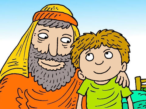 Abraham i jego żona Sara długo czekali, żeby mieć syna. Kiedy urodził im się Izaak, Abraham kochał go bardziej niż cokolwiek innego na świecie i dziękował za niego Bogu. – Slajd 2