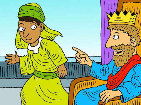 Kiedy Dawid został królem, przypomniał sobie swojego przyjaciela Jonatana. <br/>„Idź, znajdź mi syna Jonatana i przyprowadź go do mnie” – powiedział król Dawid swojemu słudze. – Slajd 5