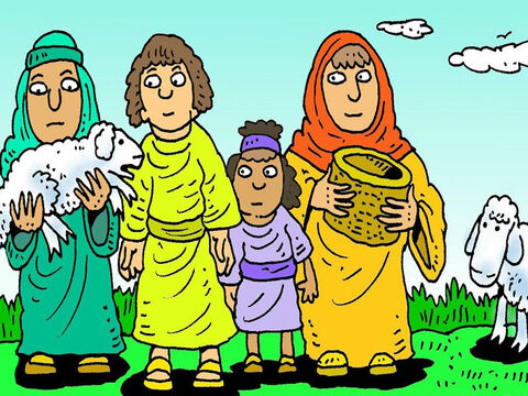 Bóg powiedział do Mojżesza: „Dziś wieczorem każda rodzina izraelska musi spożyć posiłek z pieczonego baranka, z sosem ziołowym i chlebem. Nazywać się to będzie świętem Przejścia” (albo inaczej Paschy). – Slajd 2