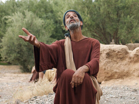 W okolicach Jerycha Jezus uzdrawia Bartymeusza, niewidomego żebraka. (Marka 10:46-52, Łukasza 18:35-43) – Slajd 2