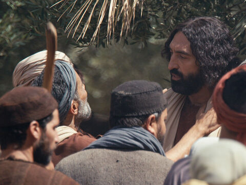 W okolicach Jerycha Jezus uzdrawia Bartymeusza, niewidomego żebraka. (Marka 10:46-52, Łukasza 18:35-43) – Slajd 7