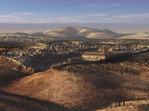 Widok na Jerozolimę z południowego wschodu w świetle zachodzącego słońca. – Slajd 6