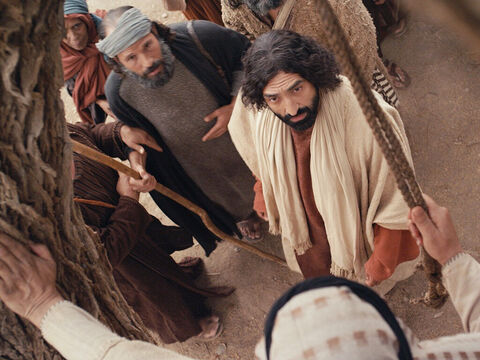 Zacheusz zastanawiał się pewnie, co Jezus mu powie i jak zareaguje tłum. – Slajd 6