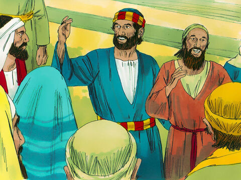 Zdumieni ludzie zaczęli gromadzić się w krużganku świątyni. Kiedy zobaczył to Piotr, odezwał się do nich: „Mężowie izraelscy, dlaczego się temu dziwicie i dlaczego nam się tak uważnie przypatrujecie, jakbyśmy to własną mocą albo pobożnością sprawili, że on chodzi?”.<br/> – Slajd 6