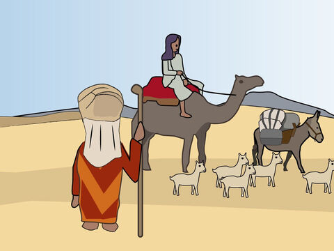 Rodzaju 12<br/>Bóg wzywa Abrama, by opuścił Ur i udał się do Kanaanu, i Abram jest posłuszny. W obliczu klęski głodu udaje się do Egiptu, ale wraca. – Slajd 3