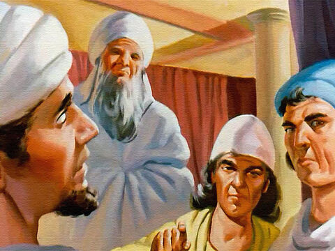 Ale dwaj fałszywi świadkowie przysięgali, że Nabot był winny, a lud im uwierzył. – Slajd 24
