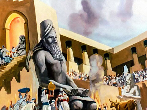 Babilończycy byli poganami, którzy oddawali cześć wielkim bożkom ze złota, srebra, drewna i kamienia. – Slajd 2